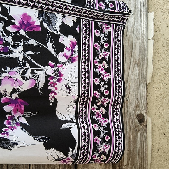 White House Black Market Black and Purple Floral Strapless Dress Size XL - Picture 4 of 12